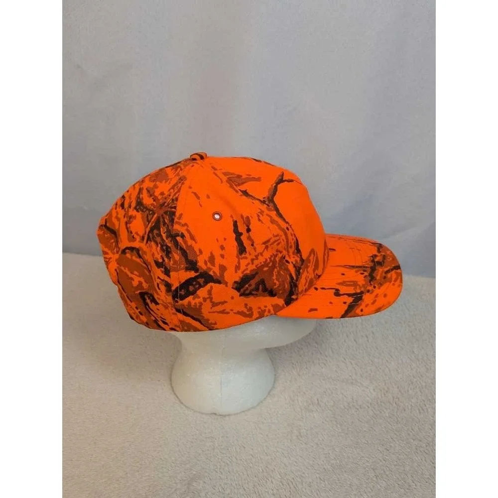 Orange Camo Hunting Baseball Cap One Size Fits All Made in USA‎